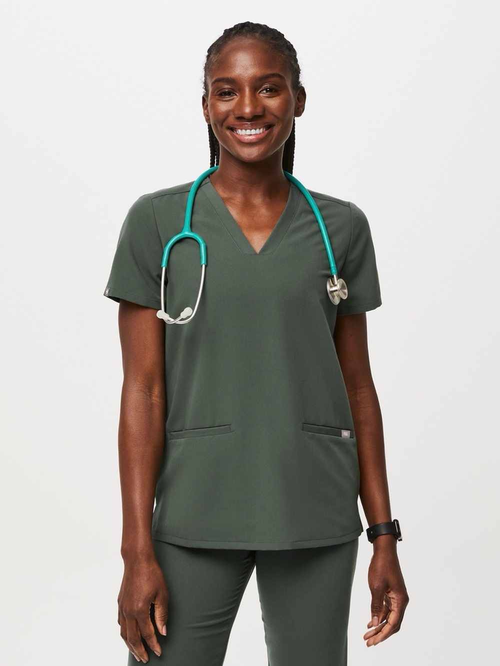 Figs Casma Scrub Top- Moss